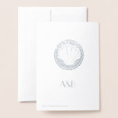 zilveren zeeschelp - Dank u -voeg trouwfoto toe Folie Kaarten (Met envelop)