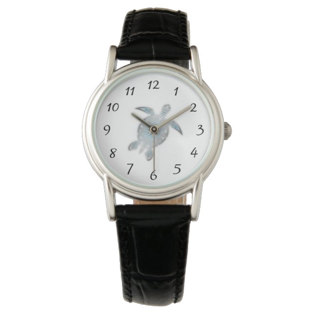 Zilveren Zeeschildpad | Kustnummers  Horloge (Voorkant)