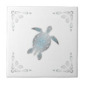 Zilveren Zeeschildpad Witte Kust Tegeltje (Voorkant)