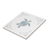 Zilveren Zeeschildpad Witte Kust Tegeltje (Zijkant)