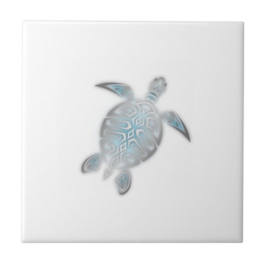 Zilveren Zeeschildpad Witte Kust Tropisch Maritiem Tegeltje (Voorkant)