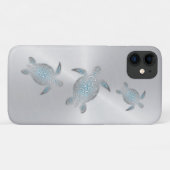 Zilveren Zeeschildpadden Case-Mate iPhone Case (Achterkant (horizontaal))