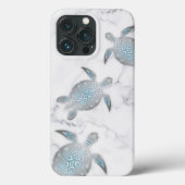 Zilveren Zeeschildpadden Grijs Marmer Case-Mate iPhone Case (Achterkant)