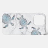 Zilveren Zeeschildpadden Grijs Marmer Case-Mate iPhone Case (Achterkant (horizontaal))