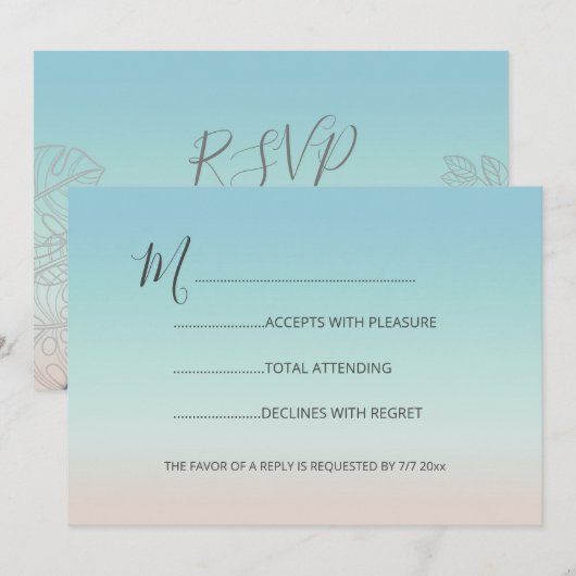 Zilveren Zeeschildpadden Turquoise Strand Bruiloft Kaart (Voorkant / Achterkant)