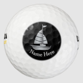 Zilveren zeilboot gepersonaliseerde golfbal golfballen