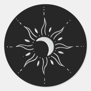 Zilveren Zon  Ronde Sticker