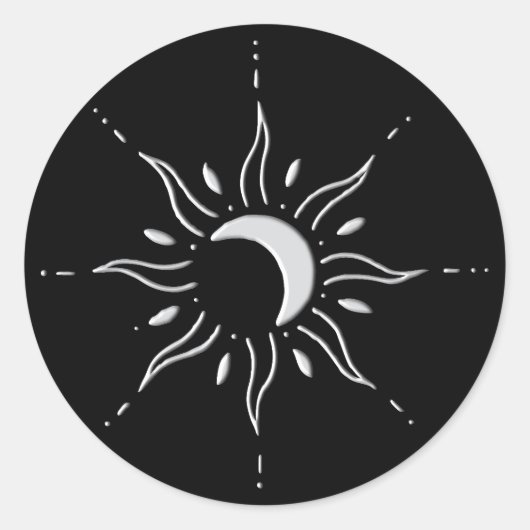 Zilveren Zon  Ronde Sticker (Voorkant)