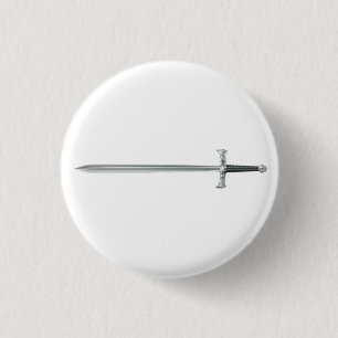 Zilveren zwaard ronde button 3,2 cm