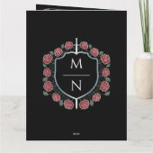 Zilveren Zwaard Schild Fantasy Monogram Huwelijk Bedankkaart (Achterkant)