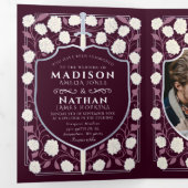 Zilveren Zwaard & Schild Middeleeuwse Fantasy Wedd Drieluik Uitnodiging (Binnenzijde eerst)