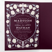 Zilveren Zwaard & Schild Middeleeuwse Fantasy Wedd Drieluik Uitnodiging (Binnenzijde eerst)