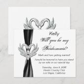 Zilveren Zwanen Bruidsmeisje Kaart (Voorkant / Achterkant)