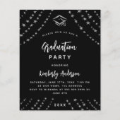 Zilveren zwart afstudeerfeest budget uitnodiging flyer (Voorkant)