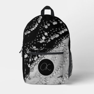 Zilveren zwart Faux Munt Gypsy Sjaal Monogram Bedrukte Rugzak