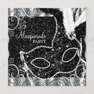 Zilveren Zwart Masker Masker Maskerade Party Kaart