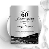 Zilveren Zwarte 60e verjaardag Kaart