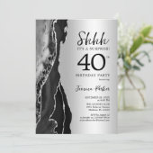 Zilveren Zwarte Agaat Verrassing 40e Verjaardag Kaart (Staand voorkant)