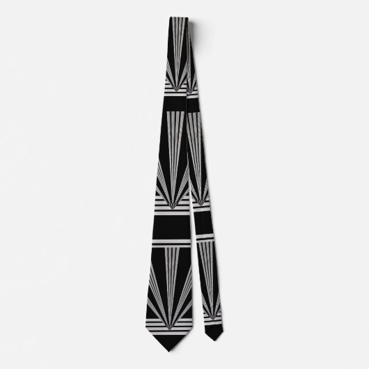 Zilveren Zwarte Art Deco stropdas (Voorkant)