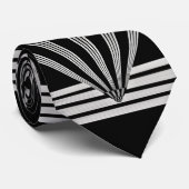 Zilveren Zwarte Art Deco stropdas (Opgerold)