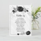 Zilveren & Zwarte Bloemen Zitkaart Tafelnummer (Staand voorkant)