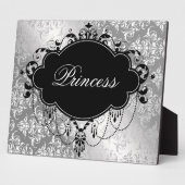 Zilveren Zwarte Damast Prinses Fotoplaat (Zijkant)