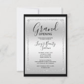 Zilveren & Zwarte Diamant Ingelijste Grote Opening Kaart (Voorkant)