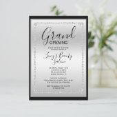 Zilveren & Zwarte Diamant Ingelijste Grote Opening Kaart (Staand voorkant)