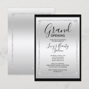 Zilveren & Zwarte Diamant Ingelijste Grote Opening Kaart