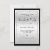 Zilveren & Zwarte Diamant Ingelijste Kerstfeest Kaart (Voorkant)
