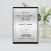 Zilveren & zwarte diamant omlijst oudejaarsavond kaart (Staand voorkant)