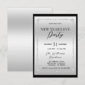 Zilveren & zwarte diamant omlijst oudejaarsavond kaart (Voorkant / Achterkant)