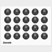 Zilveren Zwarte Diamanten Cake Verjaardag Ronde Sticker (Vel)