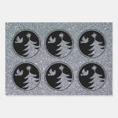 Zilveren zwarte duif kerstboom inpakpapier vel (Voorkant 2)