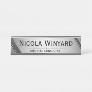 Zilveren Zwarte Executive Bureaublad Naambord Bureau Naambordje