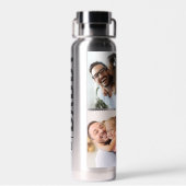 Zilveren Zwarte Foto Daddy Collage Wrap Waterfles (Achterkant)