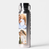 Zilveren Zwarte Foto Daddy Collage Wrap Waterfles (Voorkant)