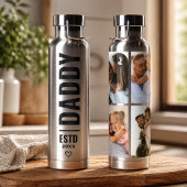 Zilveren Zwarte Foto Daddy Collage Wrap Waterfles