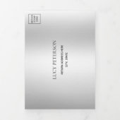 Zilveren zwarte foto, QR-code 25e verrassingsverja Drieluik Uitnodiging (Cover)