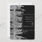 Zilveren zwarte glam dennenboom rustieke bos bruil kaart (Voorkant)
