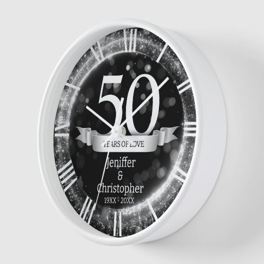 Zilveren Zwarte Glitter Bewerkbaar Jaar Huwelijksj (Hoek)