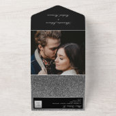 Zilveren Zwarte Glitter Bruiloft All In One Uitnodiging (Buitenkant)