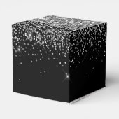 Zilveren zwarte glitter & glans monogram bedankdoosjes (Achterkant)