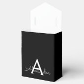 Zilveren Zwarte Glitter & Glans Monogram Bedankdoosjes (Geopend)