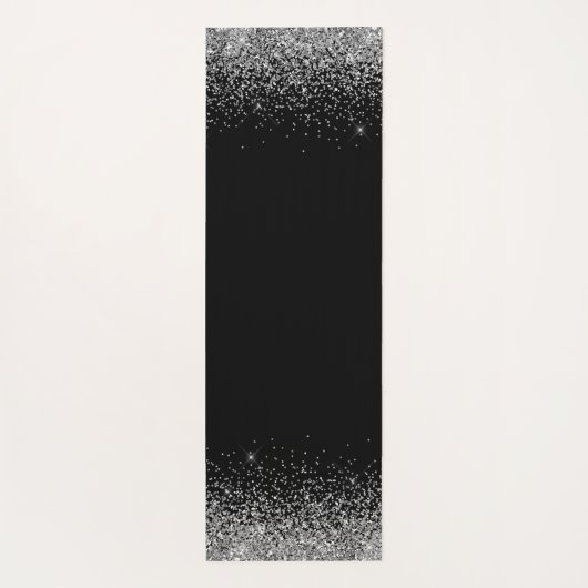 Zilveren Zwarte Glitter Glans Monogram Naam Yogamat (Achterkant)