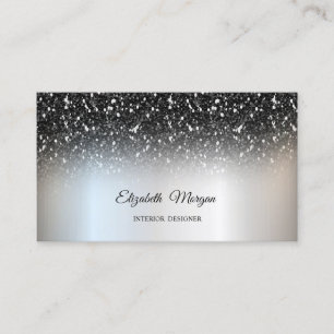 Zilveren zwarte glitter lovertjes elegant professi visitekaartje