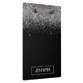 Zilveren Zwarte Glitter Meisjesachtige Monogram Na Klembord (Rechts)