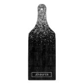 Zilveren Zwarte Glitter Meisjesachtige Monogram Na Snijplank (Voorkant)