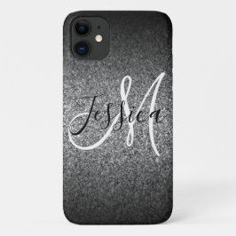 Zilveren Zwarte Glitter Ombre Persoonlijk Case-Mate iPhone Case