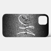 Zilveren Zwarte Glitter Ombre Persoonlijk Case-Mate iPhone Case (Achterkant (horizontaal))